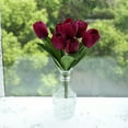 thumbnail image 6 of Artificial Silk Tulips Artificial Flowers - 1Pc Real Touch Fake Flower Arrangement Bouquets for Easter Spring Wreath Wedding Bouquet Centerpiece Floral Arrangement Cemetery Table Décor 13" Tall, 6 of 8