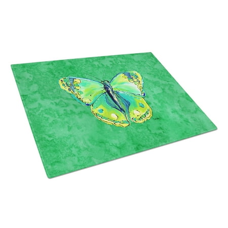 

Caroline s Treasures 8863LCB Butterfly Green on Green Glass Cutting Board Large 12H x 16W multicolor