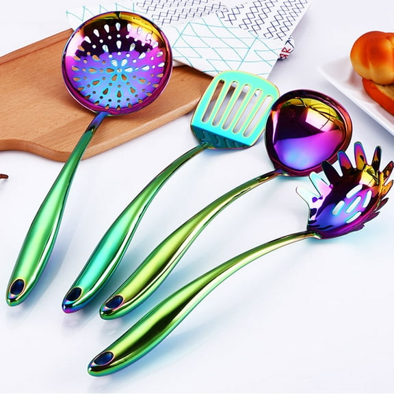 Masteelf Stainless Steel Kitchen Utensils for Cooking with Ergonomic Handle and Hole for Easy Storage