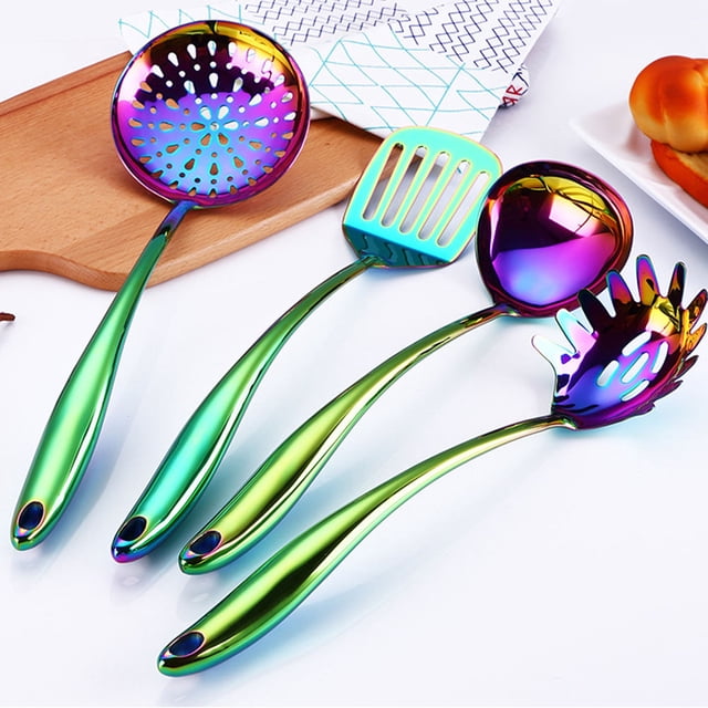 FUTUREORYY Metal Cooking Utensils Long Handle Stainless Steel Serving Spoons Set for General Users