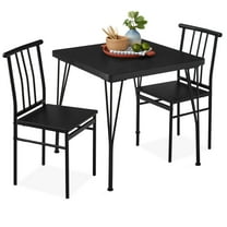 Best Choice Products 3-Piece Indoor Metal Wood Square Dining Table, Furniture Set w/ 2 Chairs - Black