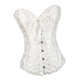 thumbnail image 4 of Camisola con corsé floral de jacquard y cordones para mujer, ropa de club con varillas de acero en espiral blanco, 4 of 9