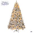 thumbnail image 2 of 8FT Artificial Christmas Tree with Snow-Kissed Hinged PVC Branches, Warm & Cool White LED Lights, 11 Lighting Modes, Sturdy Metal Stand (Snowy Green), 2 of 8
