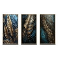 thumbnail image 2 of Designart "Feather Glamour Gold III" Glam Feather Framed Wall Art Set Of 3 - Gold Glam Feather Frame Gallery Wall Set For Home Decor, 2 of 7