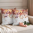 thumbnail image 2 of Orange Fall Leaves Outdoor Waterproof Pillow Covers, Maple Eucalyptus Botanical Wooden Grain Decorative Square Throw Pillowcase Sofa Cushion Sham for Patio/Couch/Chair, 16"x16" 2 Pack, 2 of 8