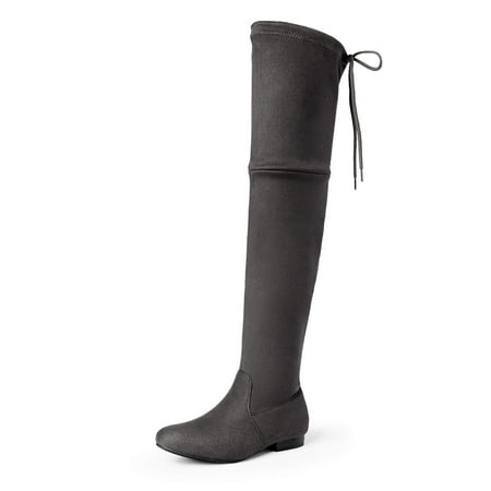 

Women‘s Fashion Faux Suede Over The Knee Thigh High Flat Boots PAULINE BLACK Size 5.5