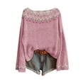 thumbnail image 4 of WTXUE Chandail Léger Décontracté Vintage Fair Isle pour Femmes Manches Raglan Col Rond Tricoté Imprimé Art Chandail Confortable Chaud Automne Hauts Bohème Tendance Western Blouses Décontractées Affaires Rose m, 4 of 4