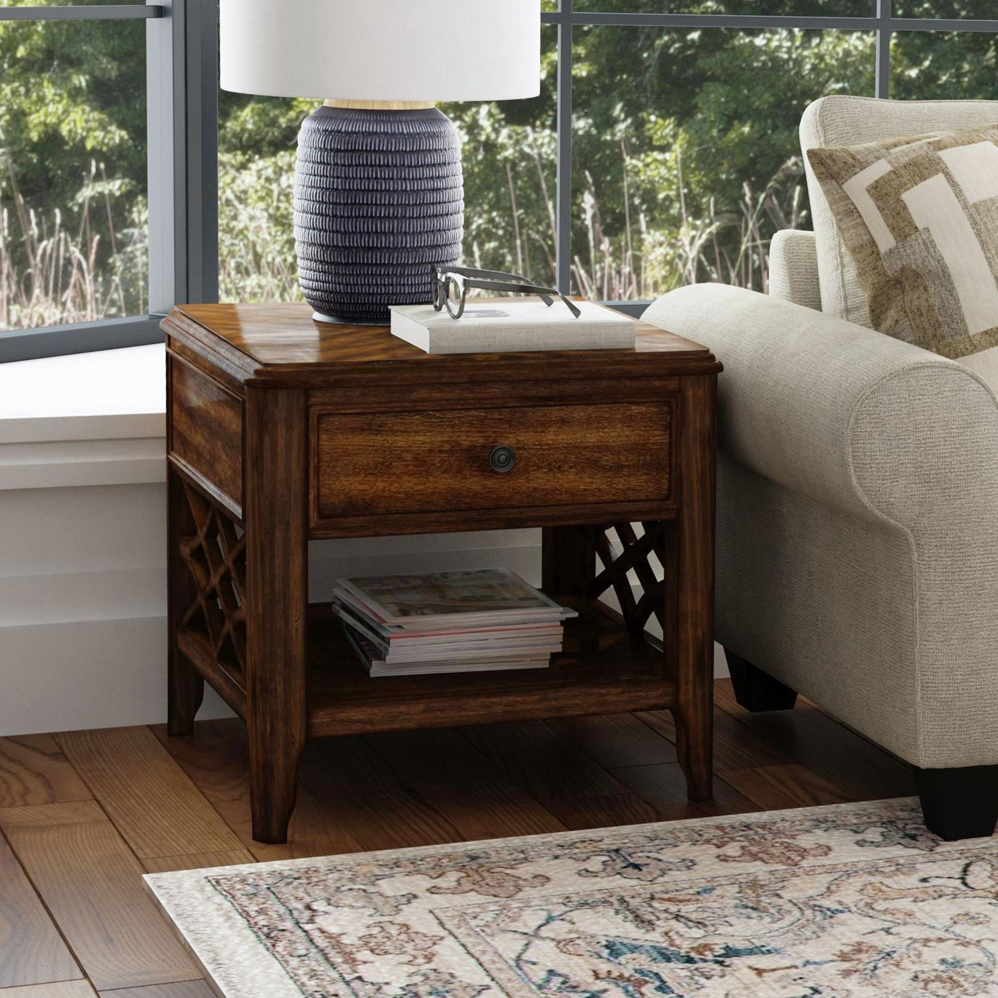 Picket House Furnishings Stark End Table in Cherry