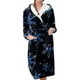 thumbnail image 1 of Women's Fleece Plush Robe Long Warm Plush Bathrobe Loungewear Jacket Printed Comfort Robe, 1 of 5