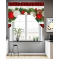 thumbnail image 3 of Christmas Balls Kitchen Curtains Swag Valance for Windows/Bathroom/Cafe, Winter Pine Branch Xmas Red Black Plaid Rod Pocket Drape Panel Swag Curtains Valance for Bedroom/Living Room 56"x36", 3 of 6