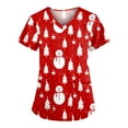 thumbnail image 1 of Tops Para Mujer, Blusa Navideña, Camisas de Moda, Manga Corta, Cuello en V, Uniforme de Trabajo, Estampado Con Bolsillo Odeerbi ODB170865, 1 of 4