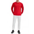 thumbnail image 2 of Men's Classic Regular Fit Solid Color Long Sleeves Business Golf Polo Shirt M Red, 2 of 6