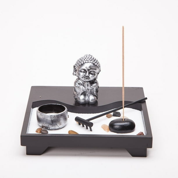 Asian Japanese Feng Shui Sand Zen Garden Buddha Incense & Candle HY201B
