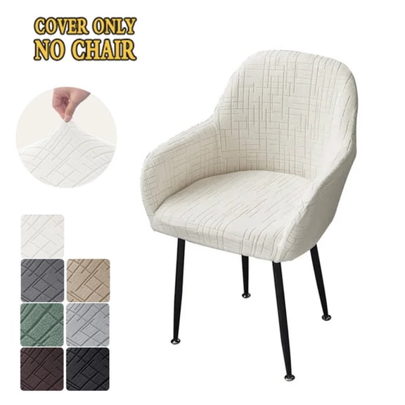 ATJIA Curved Back Dining Chair Covers with Armrest Stretch Accent Dining Room Chair Slipcovers Swivel Armchair Cover Protector for Vanity Kitchen Office Desk(1/2 Pack)
