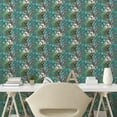 thumbnail image 2 of Ambesonne Floral Peel & Stick Wallpaper for Home, Cotton Flower Sketchy Design, 13"x100", Ceil Blue and Fern Green, 2 of 5