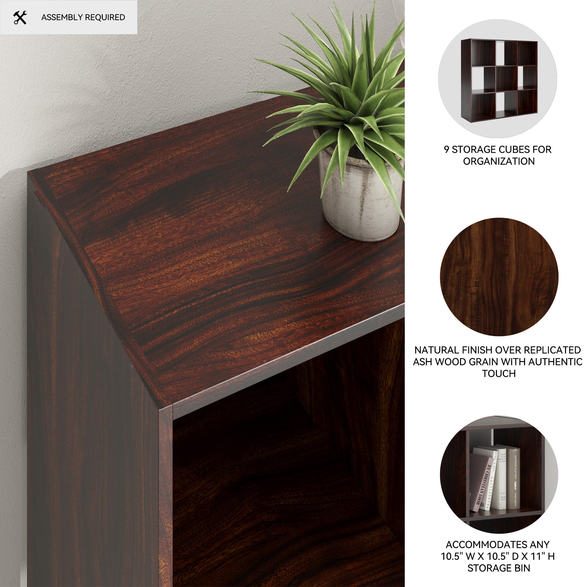 Signature Design by Ashley Glosmount 9 Cube Storage Organizer with Cherry Finish
