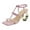 Pink, variant on XYD Women Fashion Strappy Sandals Metal Circular Block High Heels Square Open Toe Pumps Party Club Shoes Size 5 Brown