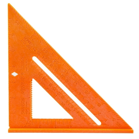 Swanson Tool Co 8" Orange Composite High Impact Polystyrene Speedlite Speed Square, Model T0118