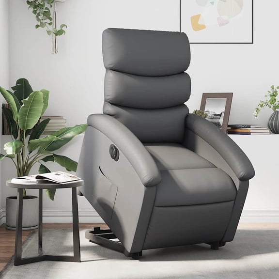 vidaXL Electric Stand up Recliner Chair Gray Faux Leather