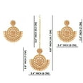 thumbnail image 2 of Efulgenz Indian Maang Tikka Earrings Set Bollywood Crystal Kundan Faux Pearl Head Chain Big Dangle Earrings Jewelry Set, Brown, 2 of 5