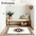 thumbnail image 3 of ODIKA 4'x6' Machine Washable Non-Slip Area Rug, Sunburst Medallion with Interlocking Waves and Minimalist Detailing High Traffic Rug, Ivory, 716347, 3 of 7