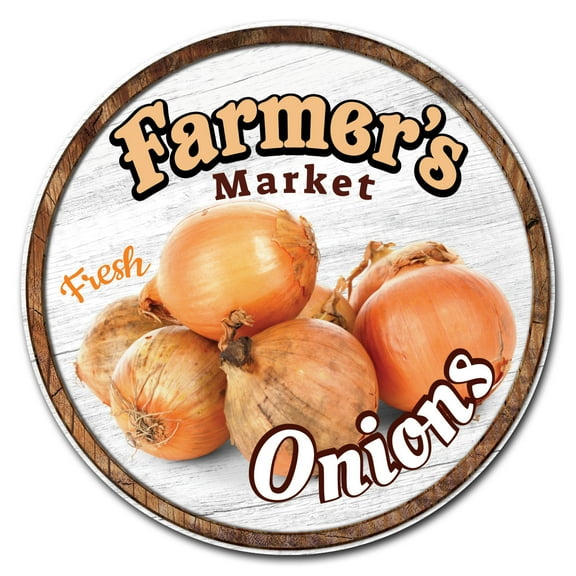 SignMission C-16-CIR-WS-Onions Corrugated Plastic Sign with Stakes 16 in. Circular - Farmers Market Onions