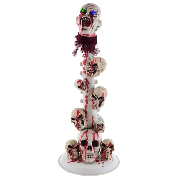 Skull Pillar Decoration with Light-Up Eyes
