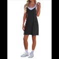 thumbnail image 3 of Vestido de Verano para Mujer 2025, Minivestido Informal Sin Mangas con Tirantes Finos y Bolsillos Negro M, 3 of 7