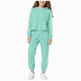 thumbnail image 3 of Zuwimk Toddler Boy Girls Clothes Long Sleeve Colorblock Hoodie Sweatshirt & Sweatpants 2PCS Fall Outfits(T010-Green), 3 of 9