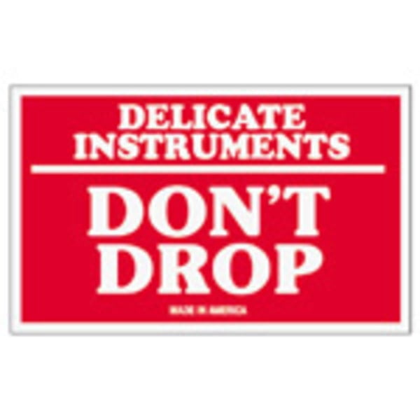 Tape Logic® Preprinted Shipping Labels, SCL540, 'Delicate Instruments Don't Drop,' 3' x 5', Red/White, Pack Of 500