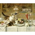 thumbnail image 2 of Lambert, Louis Eugene 14x12 Gold Ornate Wood Framed with Double Matting Museum Art Print Titled - After Dinner, 2 of 4