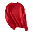 thumbnail image 4 of Women Christmas Outfit Women's Festive Christmas Tree Knit Pullover Sweater Soft Cozy Round Neck Winter Holiday Top Casual Comfortable Yarn Red M, 4 of 5