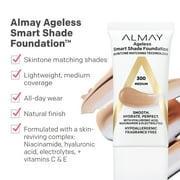 Almay Ageless Smart Shade Liquid Foundation Makeup, Hypoallergenic, 500 Golden, 1 fl oz
