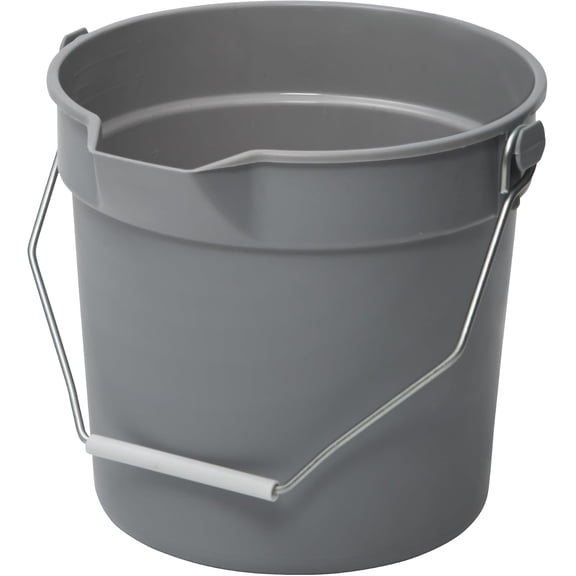 Heavy-Duty Plastic Bucket/Utility Pail with Pour Spout, Convenient Side Handle, 10 Quarts, Gray