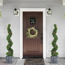 Luku 4 FT Artificial Boxwood Spiral Topiary Trees, 2 Pcs Outdoor Faux Plants with Insect Decoration, Evergreen Artificial Plants Outdoor for Decorative, Indoor, Porch, Garden