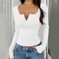 thumbnail image 4 of Lenpel Long Sleeve Tops for Women Trendy Button V Neck Shirts Casual Comfy Slim Fit Blouses Fashion Fall Outfits, 4 of 7