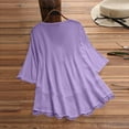 thumbnail image 4 of VERUGU Fall Women Plus Size 3/4 Sleeve V Neck Tops Casual Tunic Blouse Loose Shirt Oversized Kaftan Gypsy Shirt Tops Thin Pullover Tops, 4 of 4