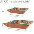 thumbnail image 4 of Women Girls Leather Square Dish Trinket Plate Jewelry Tray for Mothers Day Birthday Gift, Pizza and Skull Pattern, 4 of 6