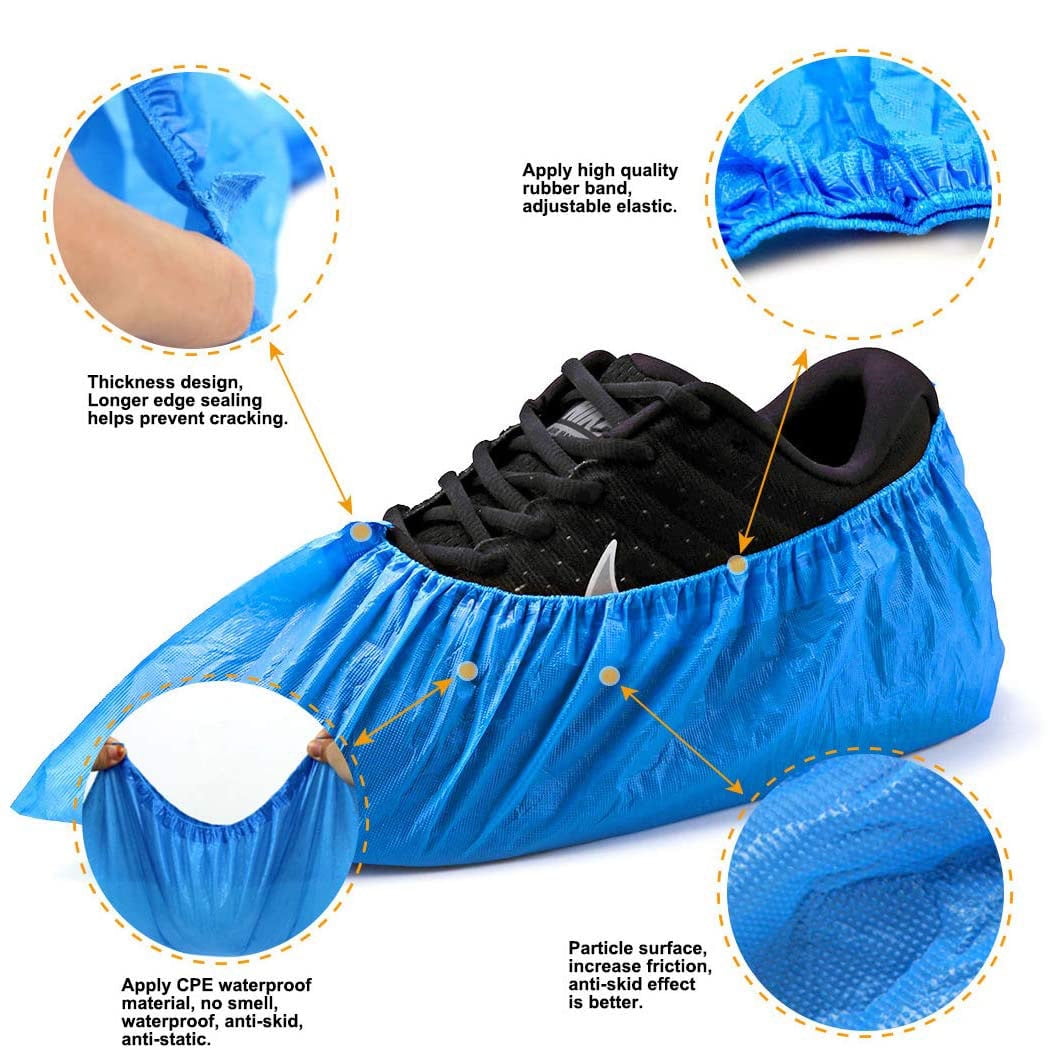 100 Pcs/50Pairs Covers Cleaning Overshoe Blue Plastic Carpet Disposable Shoe 
