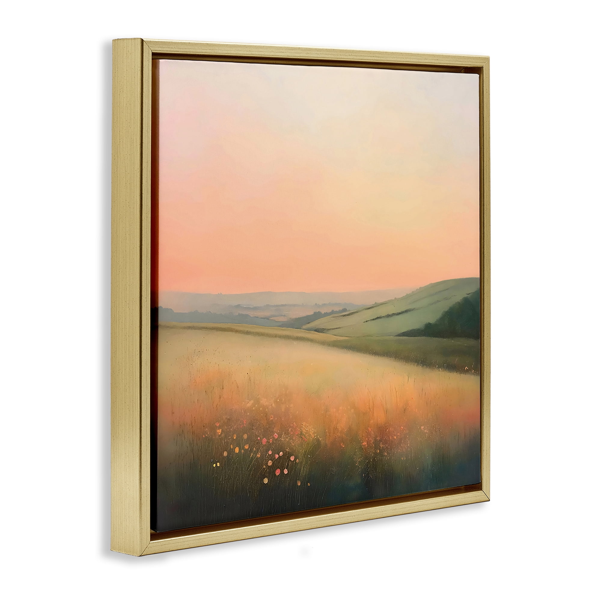 Stupell Industries Sun Coming Up Over Meadow Gold Framed Floater Canvas Wall Art, design by Creative Studio
