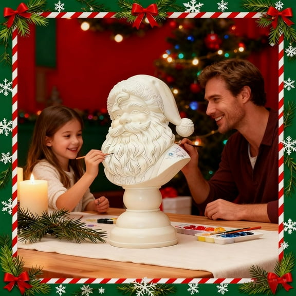 Christmas Gifts Santa Bust Christmas Tabletop Decoration, White Santa Head Bust Statue, Resin Christmas Figurines Ornaments, for Tabletop Bookshelf Bedroom Office Home Decor