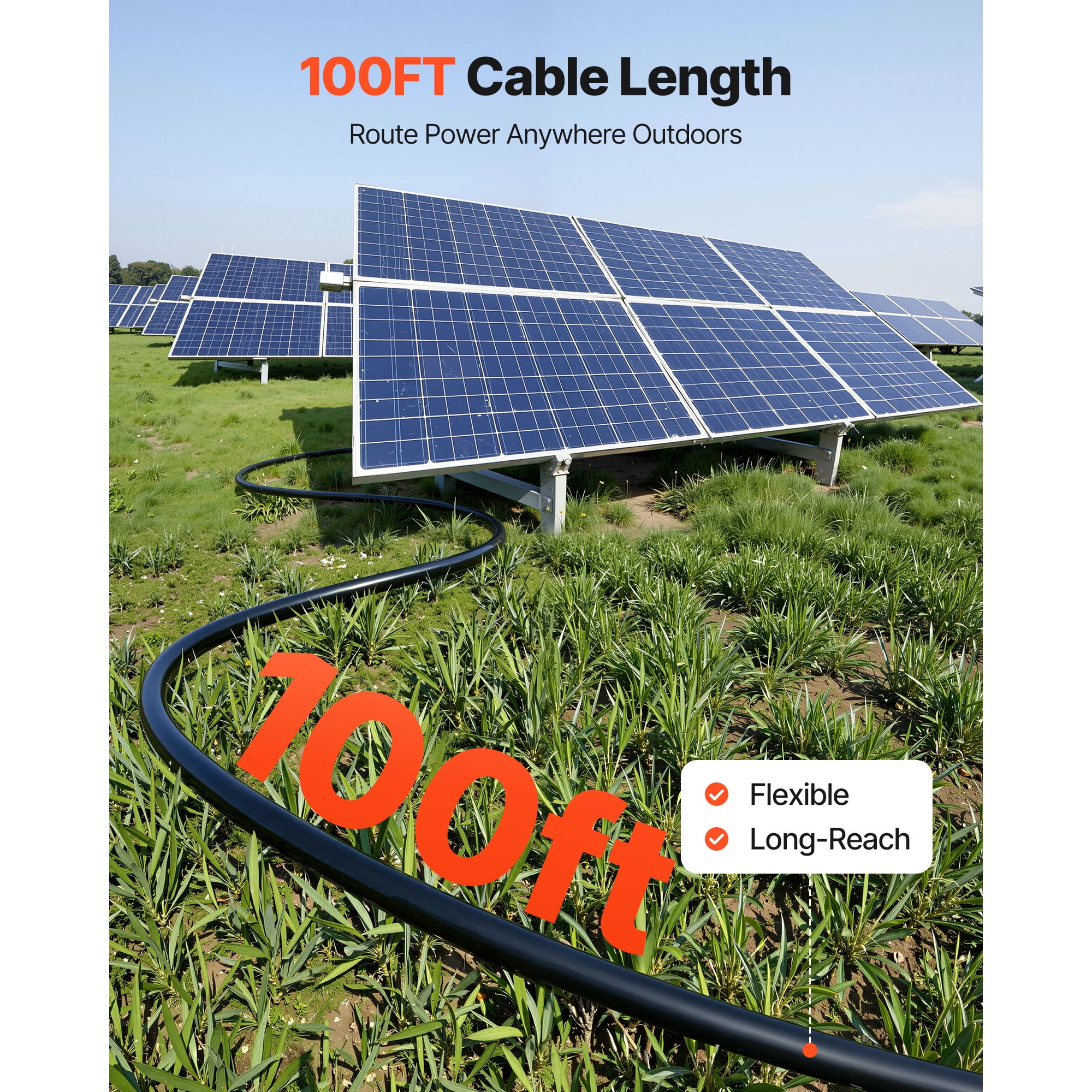 KFFKFF Solar Panel Wire Kit, 100 ft Black and 100 ft Red, 10 AWG (6 mm²) Extension Cable, PV Tinned Copper Wire for Outdoor Off-Grid Systems, Automotive, RV, Boat, Marine Applications, IP67