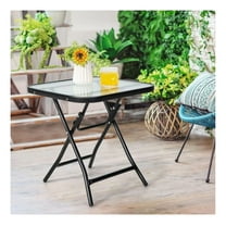 FASCK 18 Inch Square Patio Bistro Table, Rustproof Aluminum Frame, Outdoor Balcony Garden Coffee Side Table