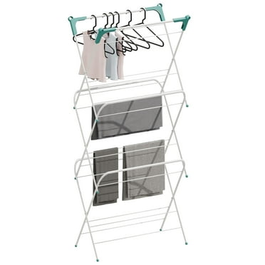 Clothes Drying Rack, 3 Tier Indoor and Outdoor Clothes Drying Rack, Lightly Textured Non Slip Rungs, White