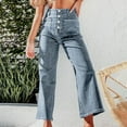 thumbnail image 4 of vigerkar Women's Wide Leg Jeans High Waisted Stretchy Straight Leg Jeans Buttoned Loose Denim Pants with Pocket Light Blue, XXL, 4 of 6
