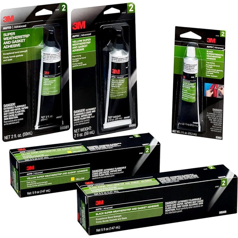 3M™ Black Super Weatherstrip Adhesive, 33602, 30.0 mL, 12 tubes per case,  Spanish ONLY