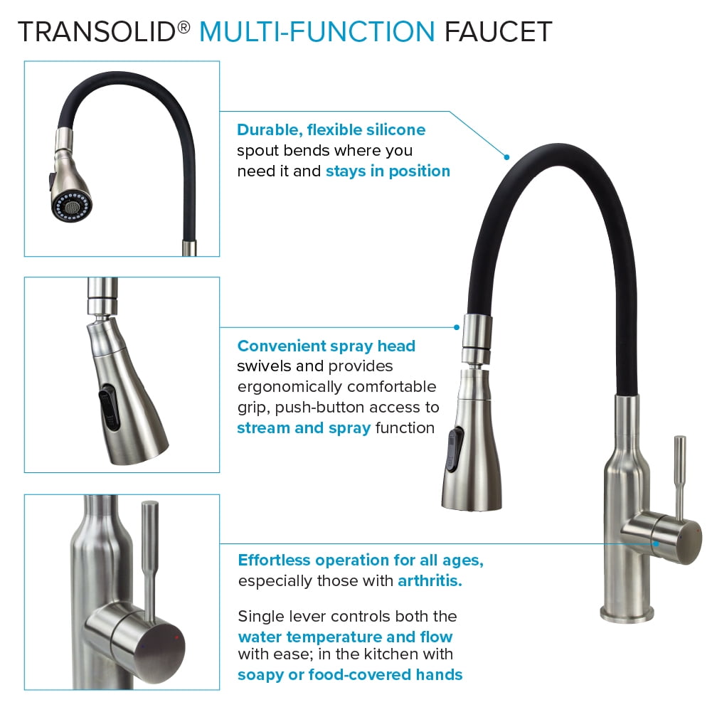 Transolid  Kitchen/Laundry Faucet with Dual Spray and Flex Neck With Swivel Action Ball-Joint - N/A