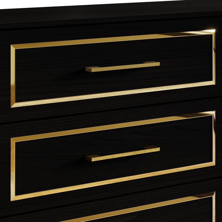 slim fit dress slacks Marceline 6-drawer Dresser Black