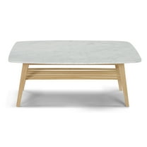 Contemporary Home Living 43" White and Beige Rectangular Italian Carrara Marble Coffee Table with