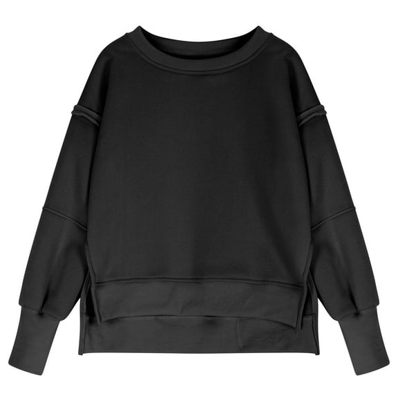 PINQI 5-14 Years Kids Swing Blouse Sweatshirts for Teen Girls Fashion Crewneck Oversized Kids Pullover Tops Long Sleeve Cute Fall Spring Winter Clothes(Black-1,5-6 Years)